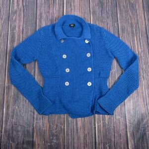 Vintage Mossimo Sweater Womens Medium Blue Double Breasted Collared Cardigan 90s